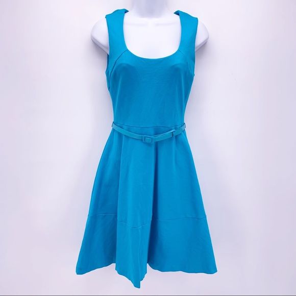 Banana Republic Knit Carrie Aquarium Blue Fit & Flare Dress Size 0 - Picture 1 of 9